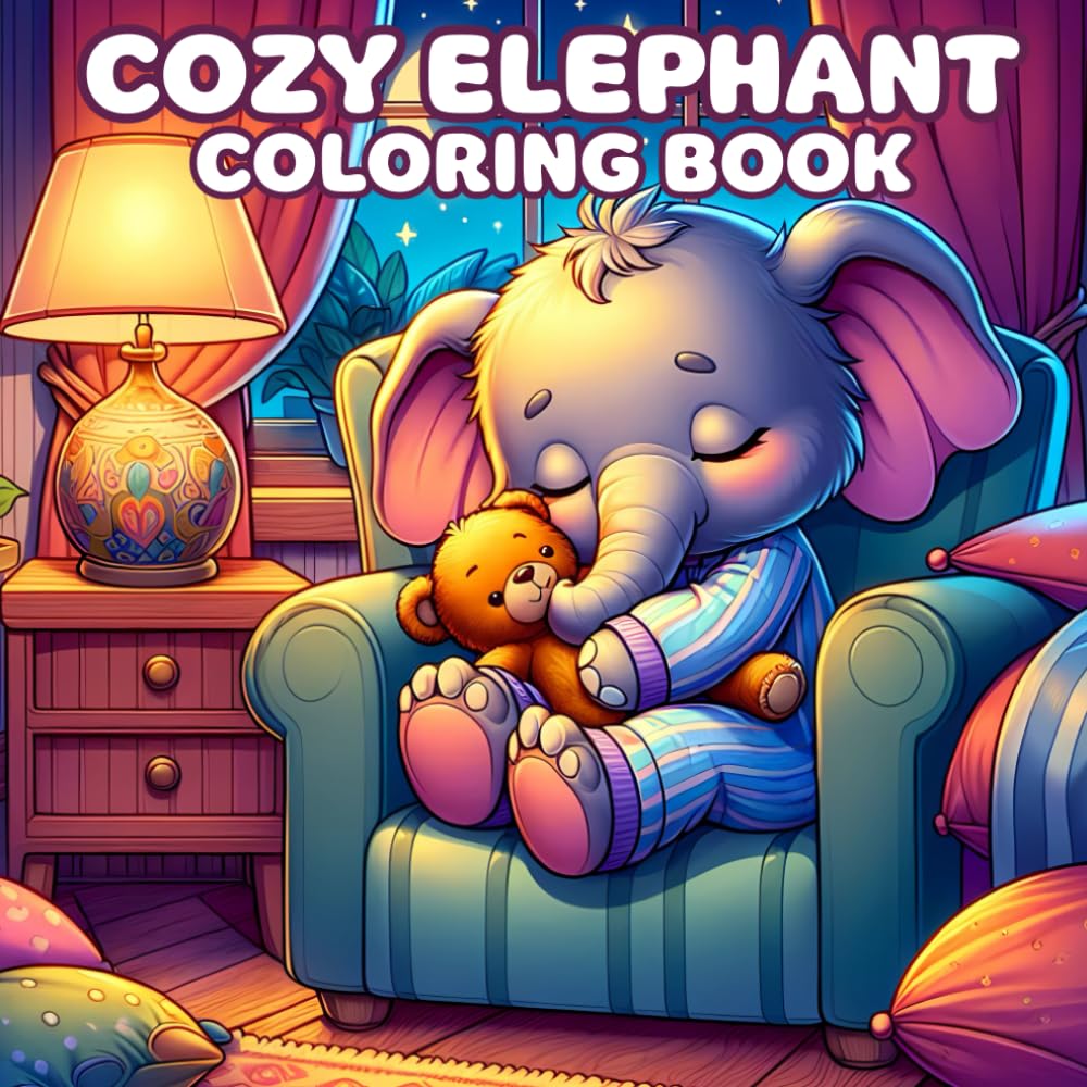 Cozy Elephant Coloring Book: Bold and Easy Designs for Elephant Lovers – Fun for Kids and Adults Majosta