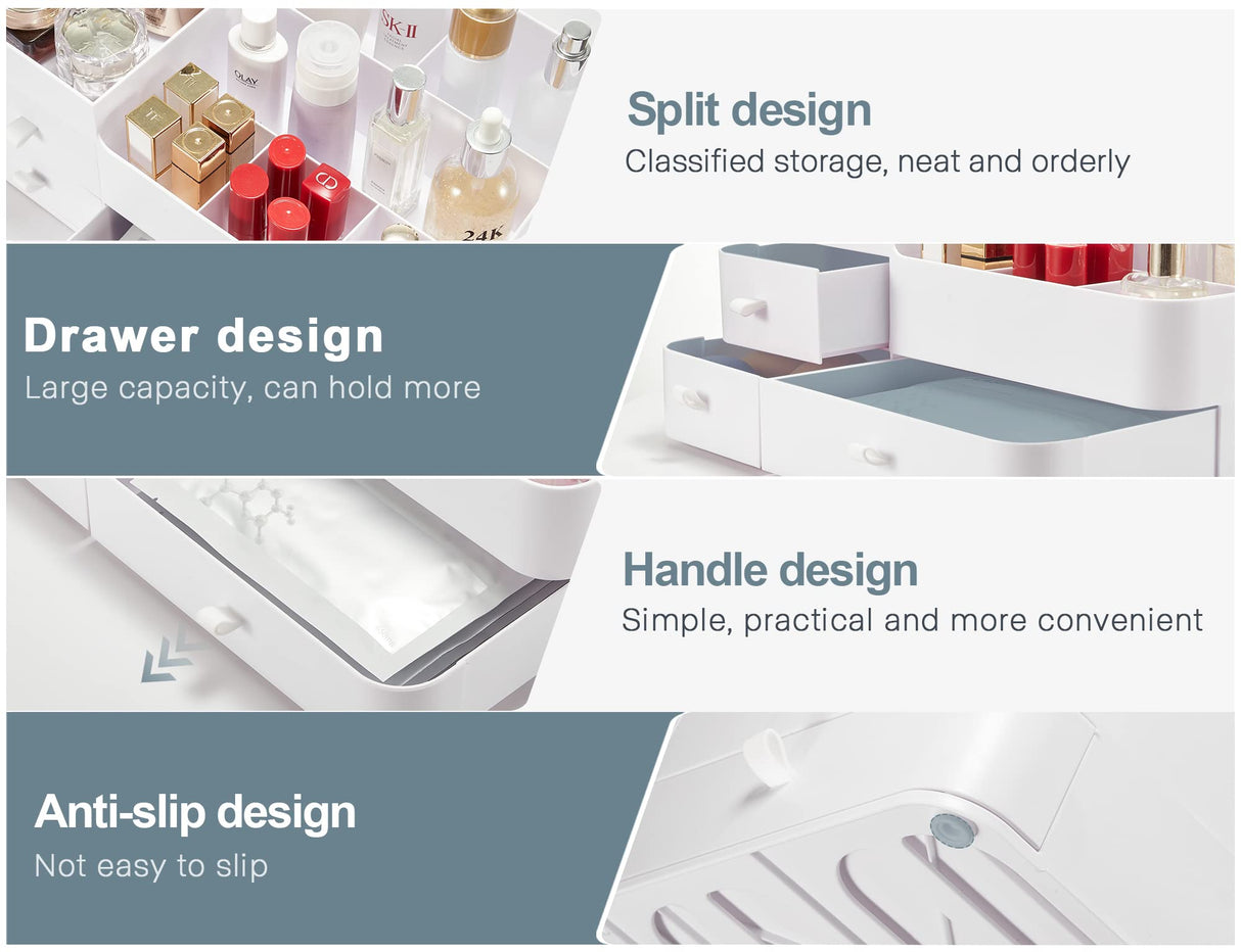 ONXE Makeup Organizer with Drawers,Large Capacity Perfume Organizer,Vanity,Bathroom,Bedroom Countertop Storage for Cosmetics, Perfume, Brushes, Eyeshadow, Skincare, Lipstick, Nail Polish ONXE