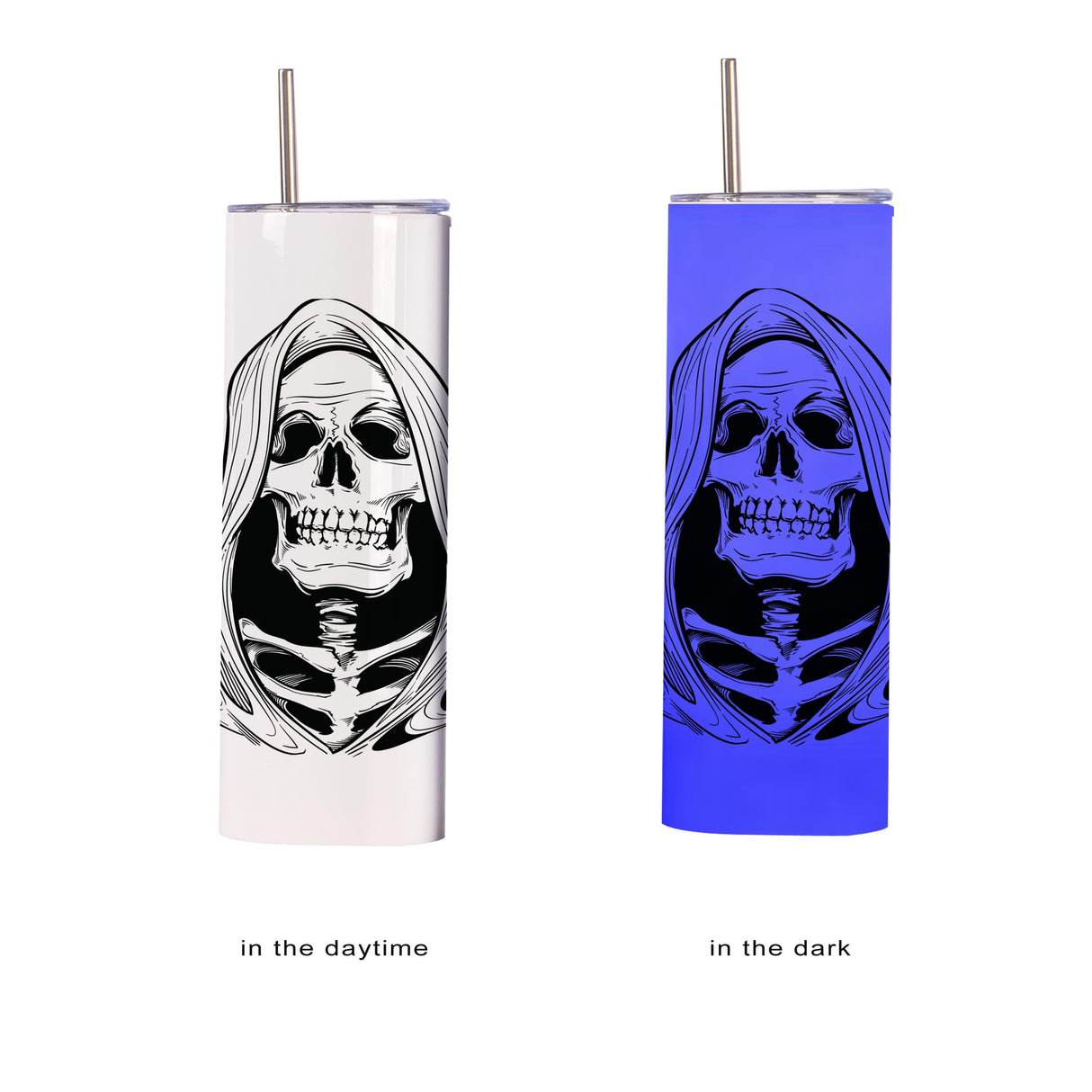 JKGTKC 4 PACK Sublimation Tumblers 20 Oz Skinny Straight Luminous Skinny Tumbler Bulk for heat for press color change blue color in the dark JKGTKC