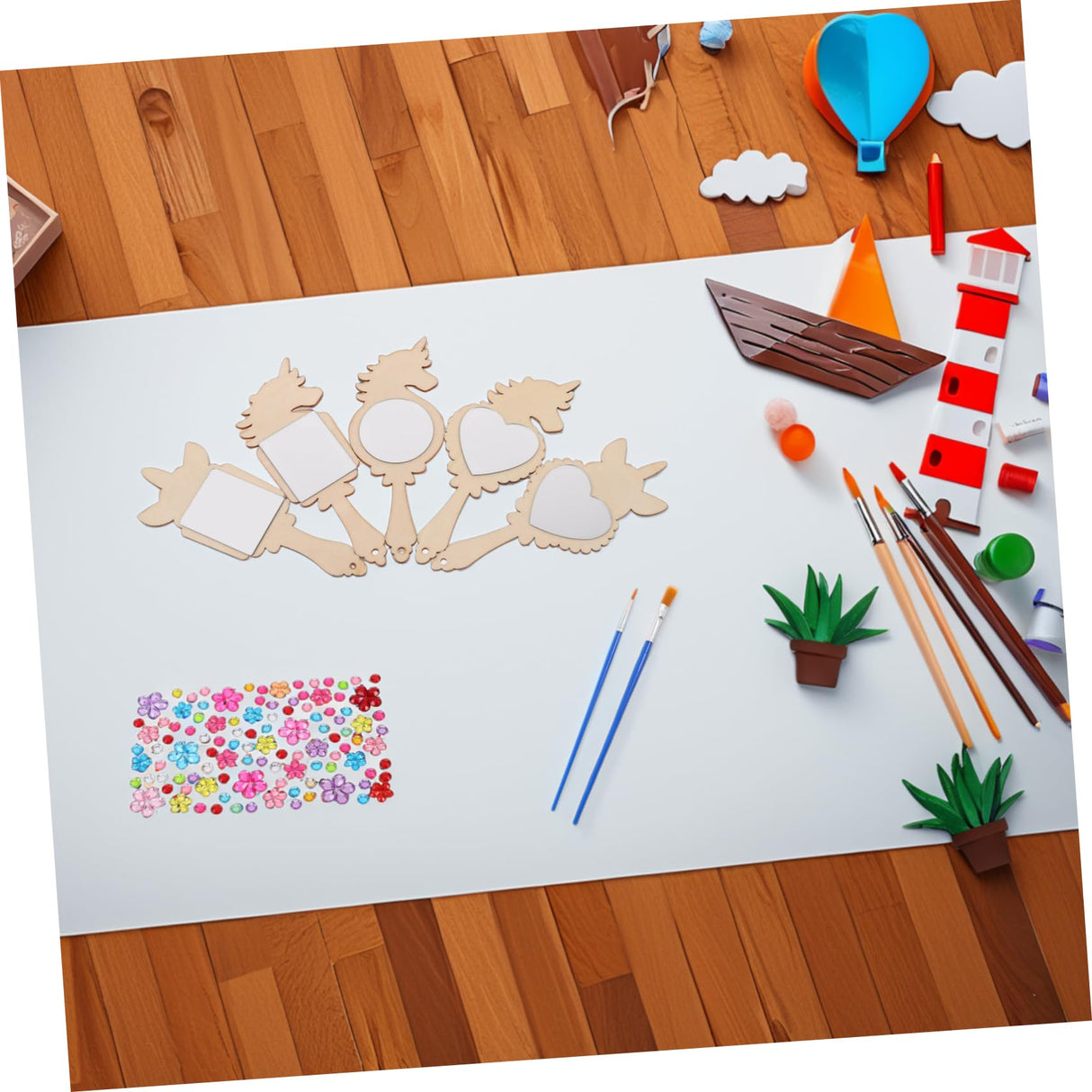 Didiseaon 12-Piece Unfinished Wooden Mirror Craft Set for Kids DIY Princess Hand Mirrors for Girls Birthday Parties and Craft Activities Safe Unbreakable for Toddler Decor Didiseaon