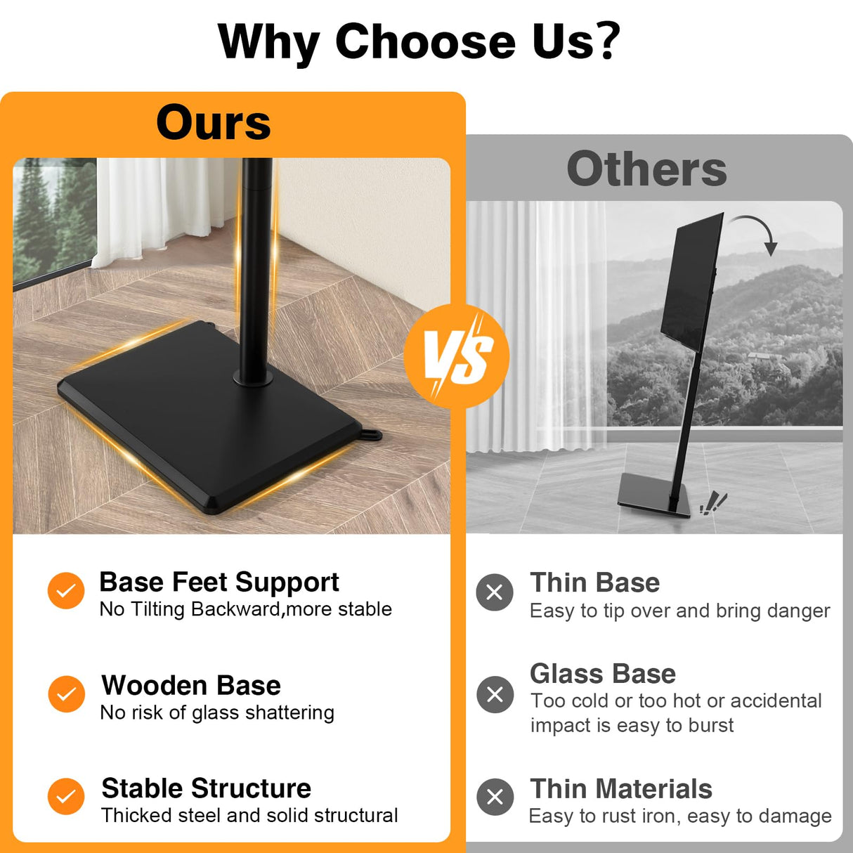 TVON Floor TV Stand with Mount for Most 32-60 Inch Flat/Curved TVs up to 88 lbs, Height Adjustable TV Mount Stand with Wood Base, Swivel TV Stand for Bedroom, Corner & Living Room, Max VESA 400x400mm TVON