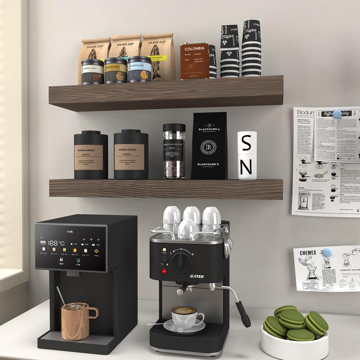 PopiShelves Floating Shelves for Wall- 17 Inch Natural Wood Shelves for Bathroom, Bedroom, Kitchen Decor, Farmhouse Decor Set of 2, Rustic Brown PopiShelves