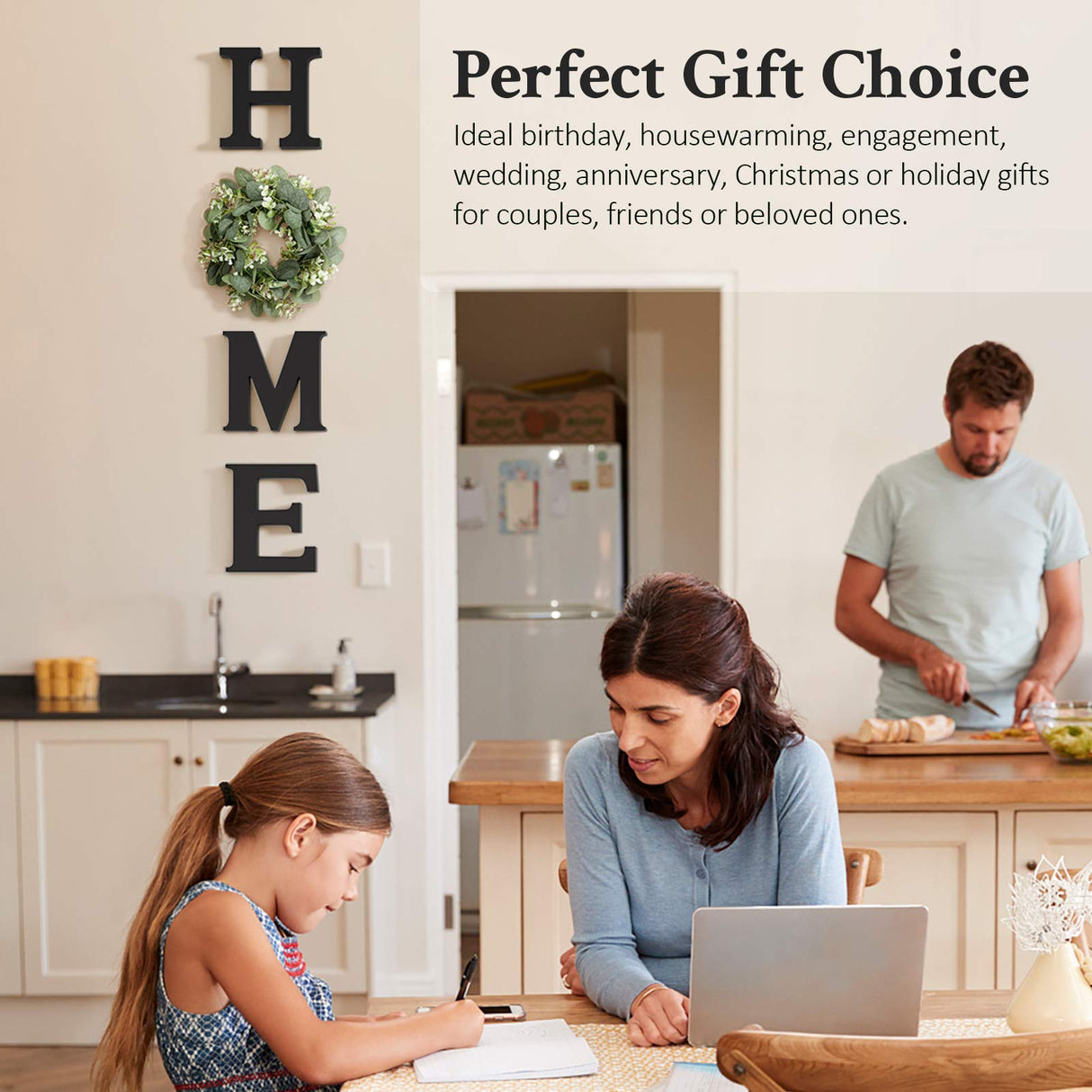 Wood Home Sign for Wall Decor Wooden Home Letters with Wreath Artificial Eucalyptus Modern Decorative Hanging Farmhouse Home Sign for Living Room Kitchen Housewarming Gifts St Patricks Day Decoration MAYICIVO