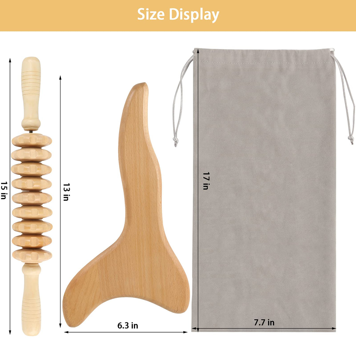 2 Pcs Wooden Gua Sha Tools Lymphatic Drainage Tool, Machomby Wood Therapy Massage Tools Manual Gua Sha Tools Anti Cellulite Massage Tool for Gua Sha Massage, Maderotherapy, Body Sculpting Machomby