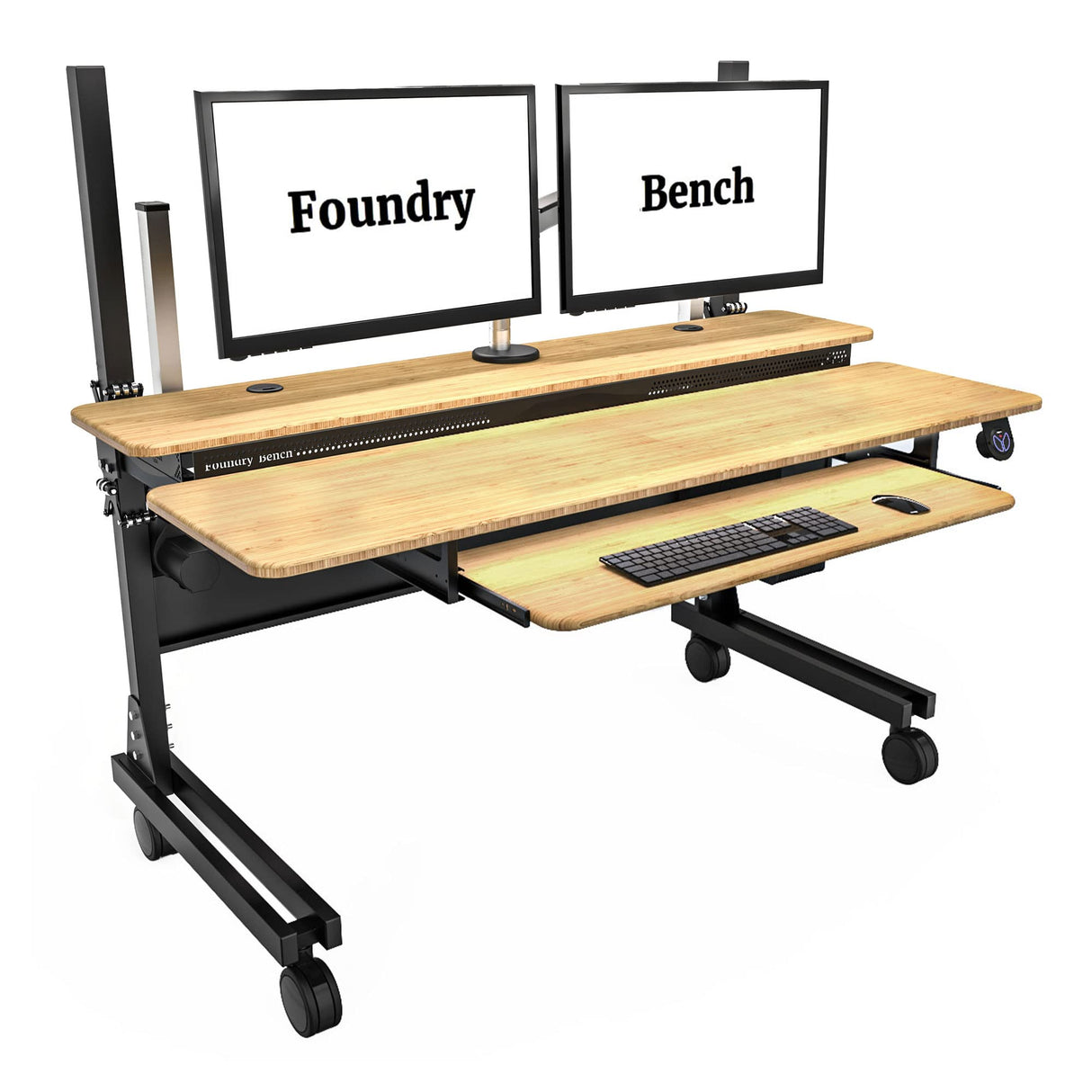 VERSADESK Foundry Bench 60" x 30" Electric Height Adjustable Bamboo Sit & Stand Desk VERSADESK