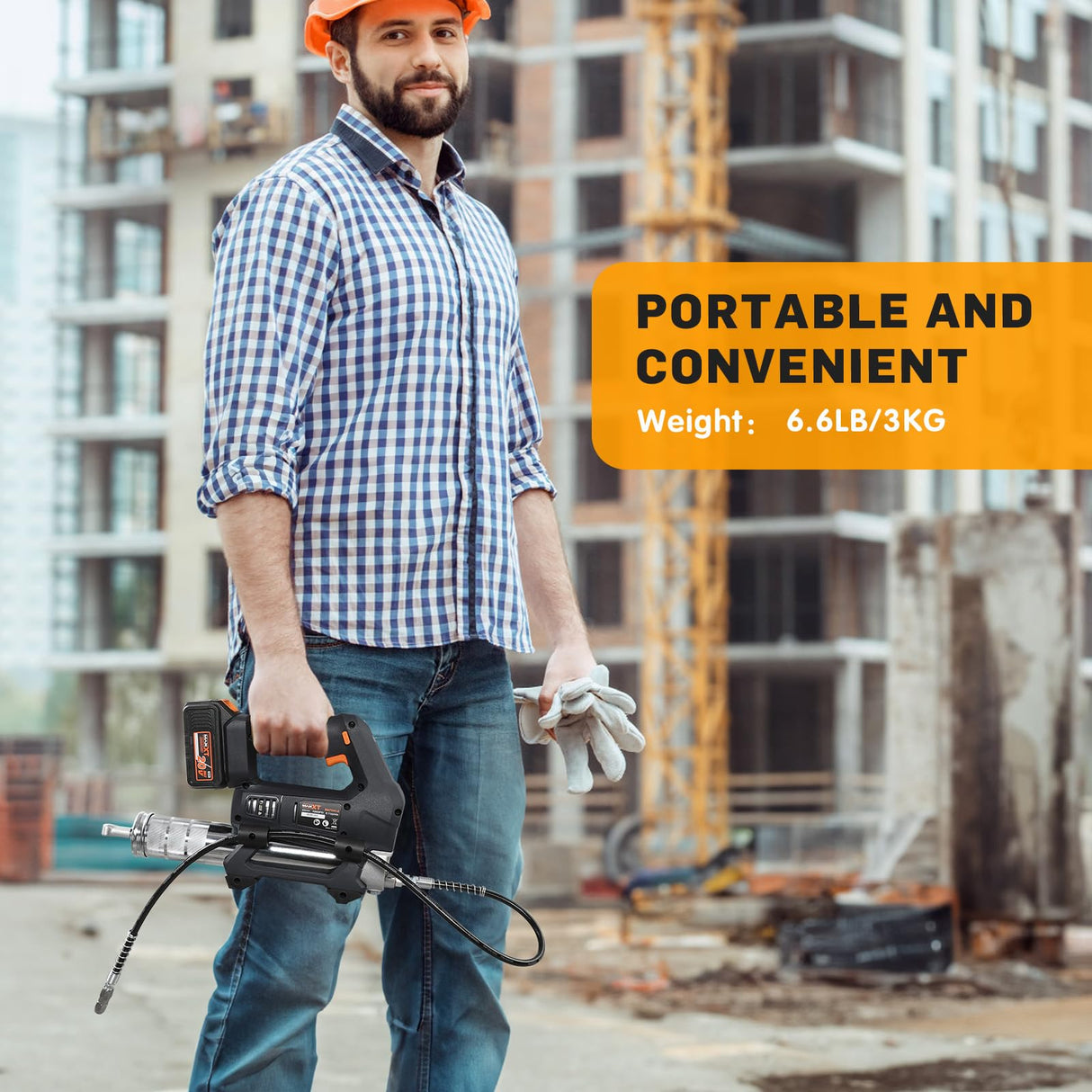 MAXXT Heavy Equipment Grease Gun Cordless, Max 20000 PSI 20V Grease Gun Battery Powered with 4.0Ah Battery and Quick Charger, 40” Long Hose and LED Light, 6 Speed Electric Grease Gun MAXXT