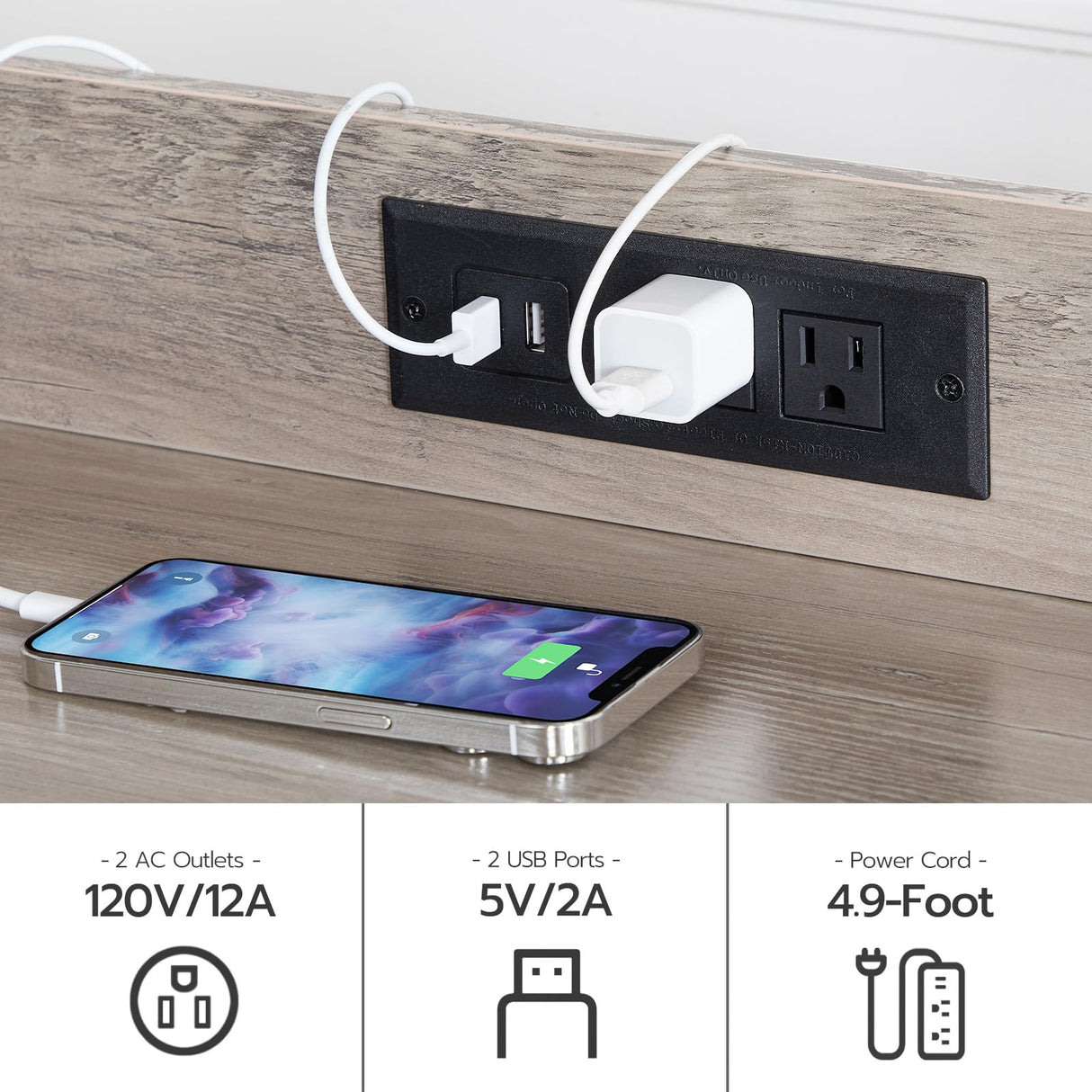 HOOBRO Litter Box Enclosure with 2 Storage Shelves, Tall Cat Litter Box Furniture Hidden with Charging Station, Indoor Cat Furniture with Cat House and Plush Mat, Greige BG70UMW01 HOOBRO