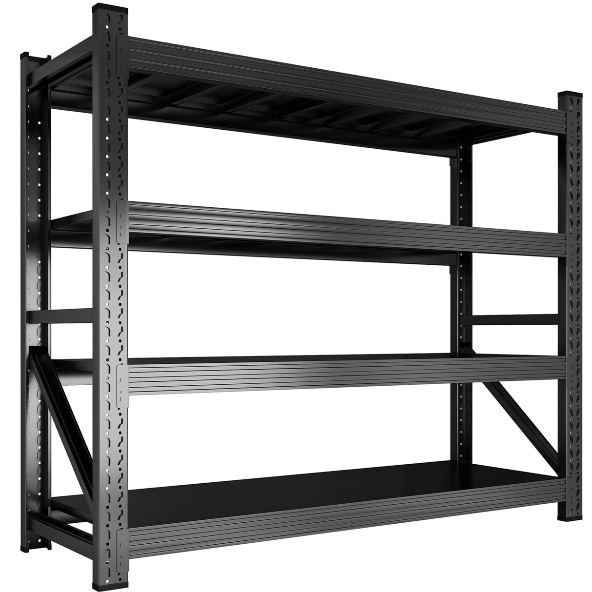 Jrswin 6400LBS Garage Shelving Heavy Duty, 59'' W 4-Tier Adjustable Metal Storage Rack Shelving, Black Industrial Utility Shelf for Garage, Basement, Pantry, Warehouse, 59'' W x 59''H x 24'' D Jrswin