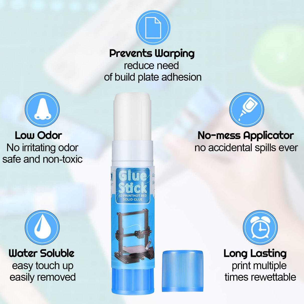 Outus 3D Printer Glue Sticks PVP Solid Glue Sticks for 3D Printer Hot Bed Removing Printing Models(6 Pieces) Outus