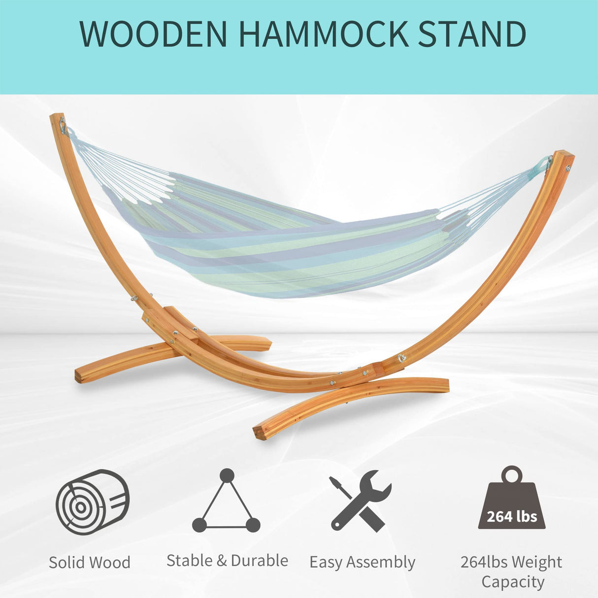 Outsunny 10.6' Wooden Hammock Stand Universal Garden Picnic Camp Accessories, 264lbs, Natural Outsunny
