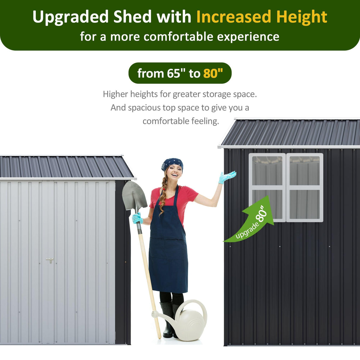 DAUSOLA 10x10 FT Outdoor Storage Shed, Metal Garden Tool Shed with Updated Frame Structure, Lockable Doors and Windows, Ideal for Backyard Garden Patio Lawn, Grey DAUSOLA