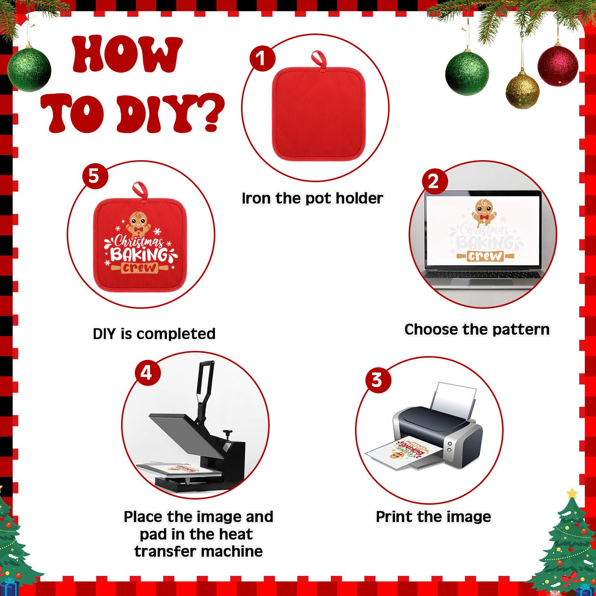 Hoolerry 24 Pcs Blank Sublimation Oven Mitts Set Sublimation Pot Holders Bulk DIY Heat Resistance Oven Gloves with Hanging Loops Pads for Christmas Kitchen Baking Gifts (Red) Hoolerry