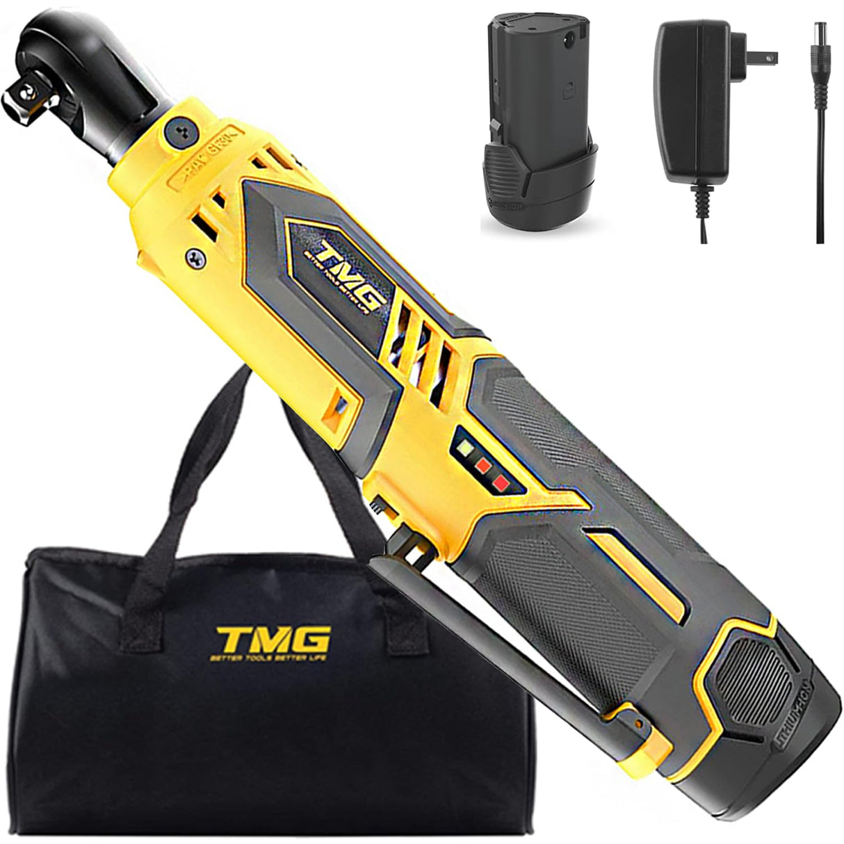 Meagle Cordless Ratchet Electric Ratchet for Husband/Diy/Pro Mechanic Battery Ratchet Power Ratchet Suitable for Auto/Home Repair, 3/8 Inch Ratchet 40 Ft-Lbs 230 Rpm 12V, 2000Mah for Auto Shop Meagle