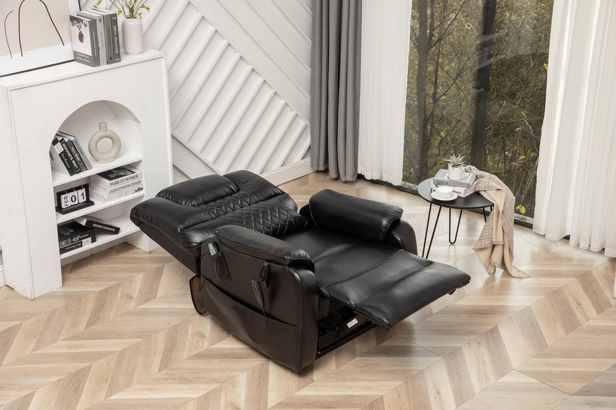 LITVZ Recliner with Lift Assist for Seniors, Heavy Duty Lay Flat Recliner 180-Degree, Dual Motor Power Stand Up Lift Chair with Massage and Heat, Infinite Position Electric Recliner Chair for Elderly LITVZ