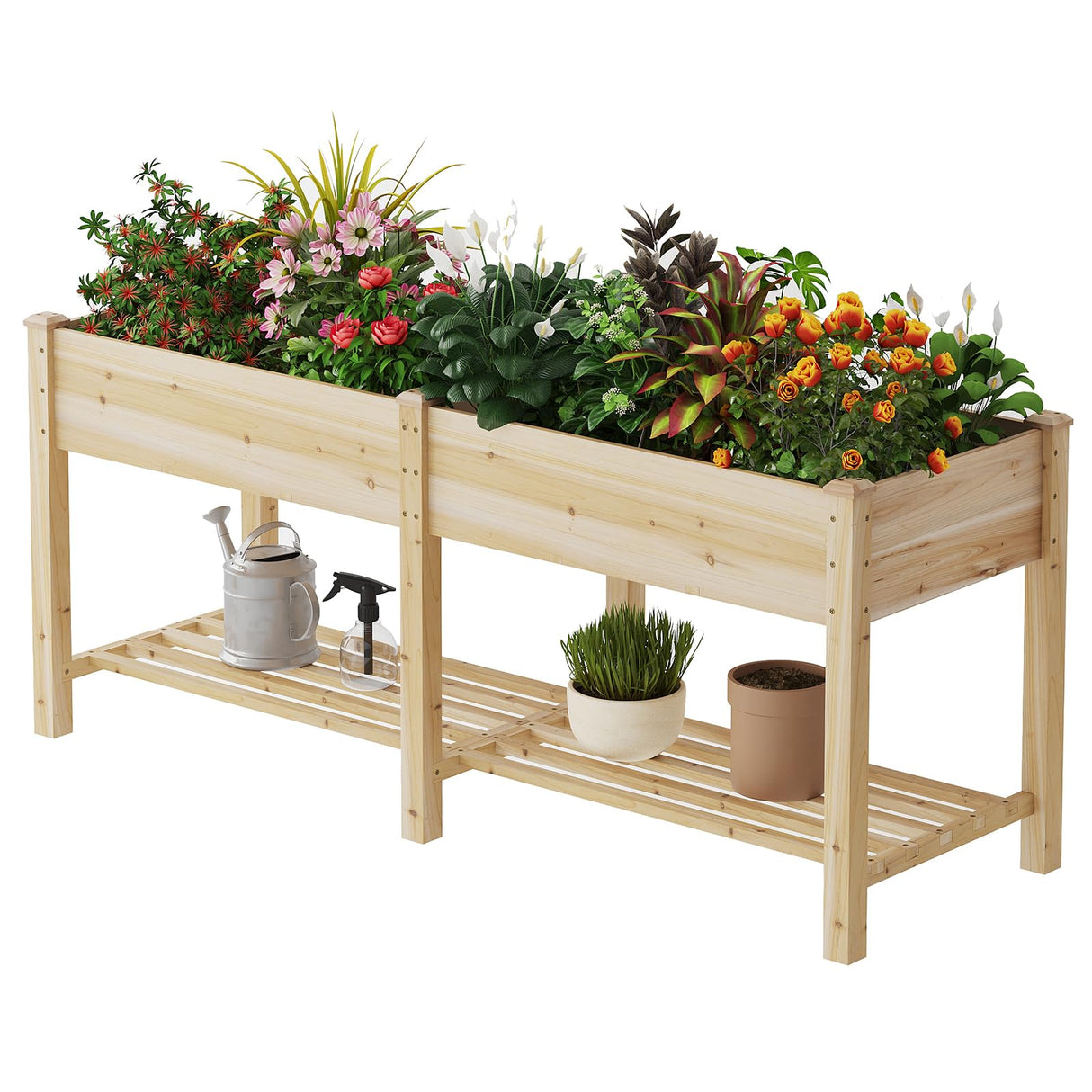 PULIJIAJU Wooden Raised Garden Bed ,Raised Planter Box with Legs, Wood Planter -Grow Herbs and Vegetables Outdoors – Naturally Rot-Resistant - Unmatched Strength Lasts Years (HCH-L) PULIJIAJU