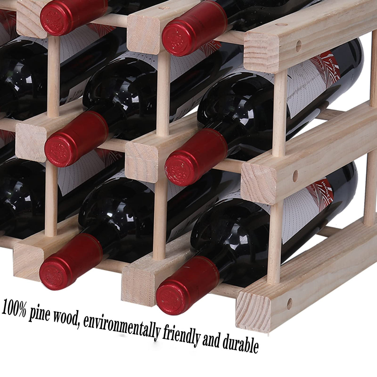 guilai Wooden Stackable Storage Modular Small countertop Wine Rack Cabinet,Freestanding for Floor Wood Wine Bottle Shelf (16bottle) guilai