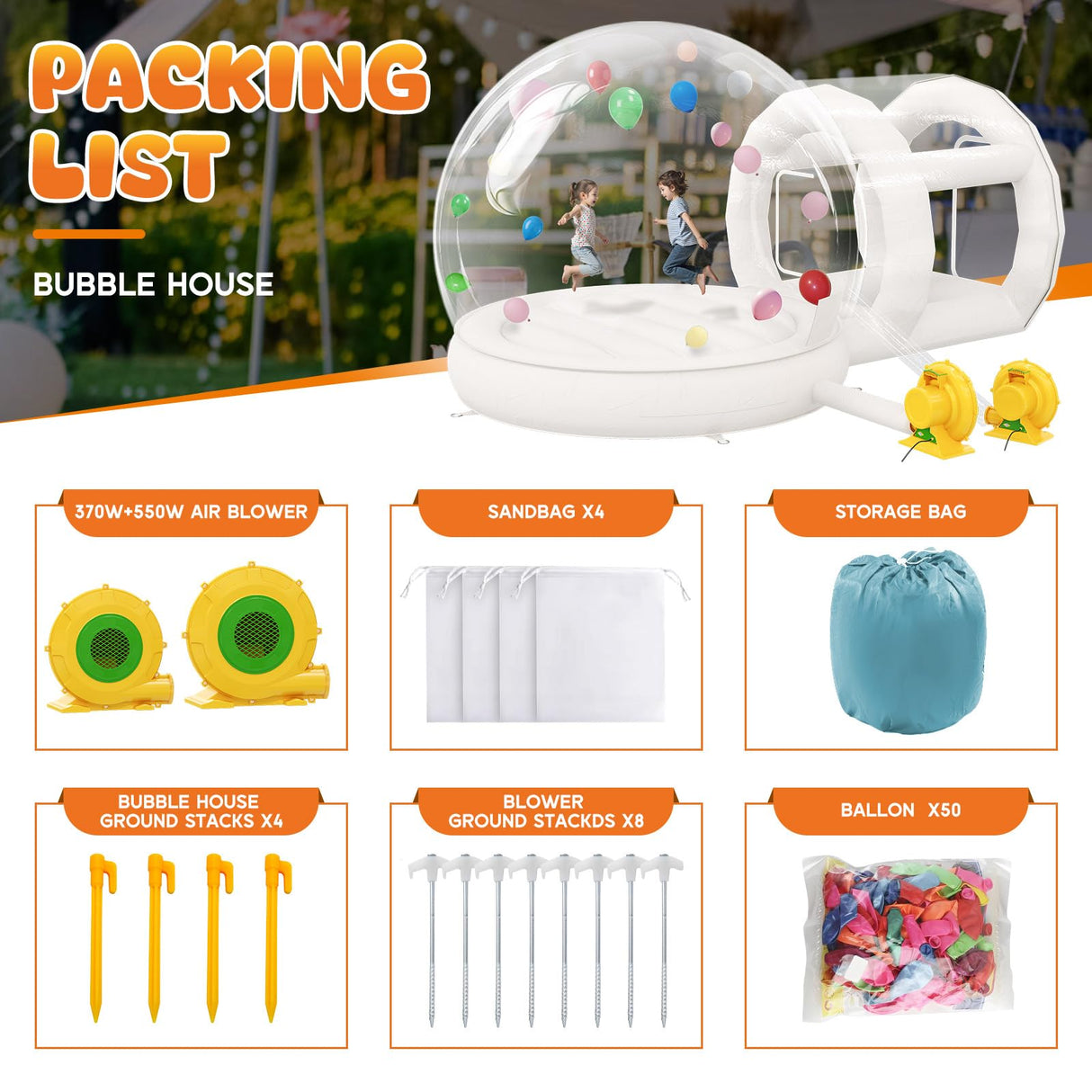 Albott 10FT Inflatabla Bubble Bounce House, Bubble House Inflatable Dome with 550W and 370W Air Blowers for Birthday Parties, Wedding and Gender Revealing Albott