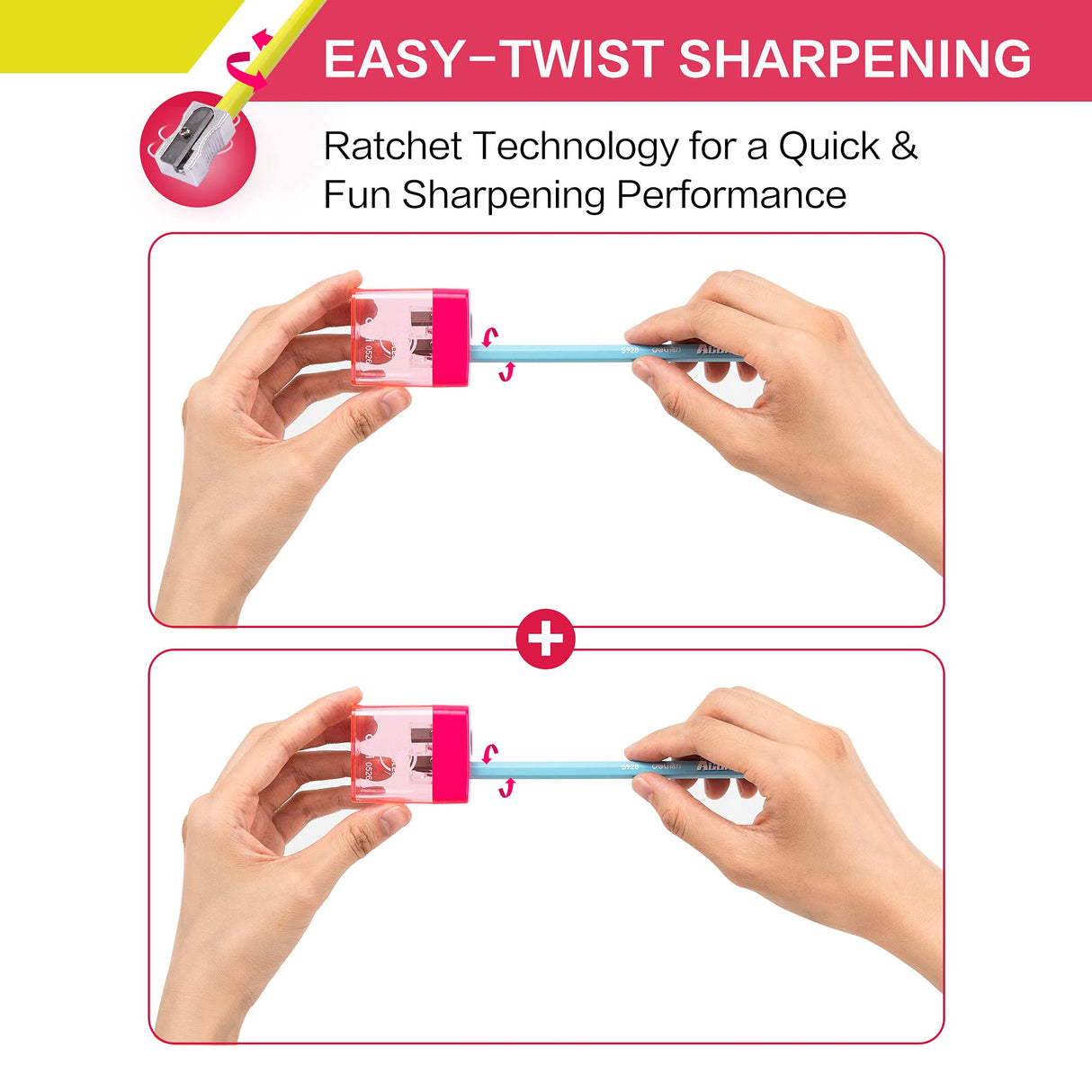 Deli Manual Dual Holes Pencil Sharpeners with Lid, Colored, for Kids & Adults, Random Color deli