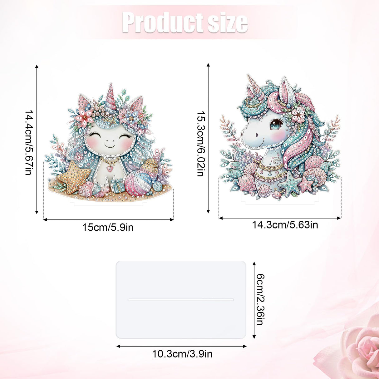 MVVMTOP 2 Pcs Diamond Painting Art Tabletop Decoration, Diamond Art DIY Unicorn 5D Special Shape Crystal Mosaic Handicraft for Adult Beginners, Home Office Tabletop Decor Gift MVVMTOP