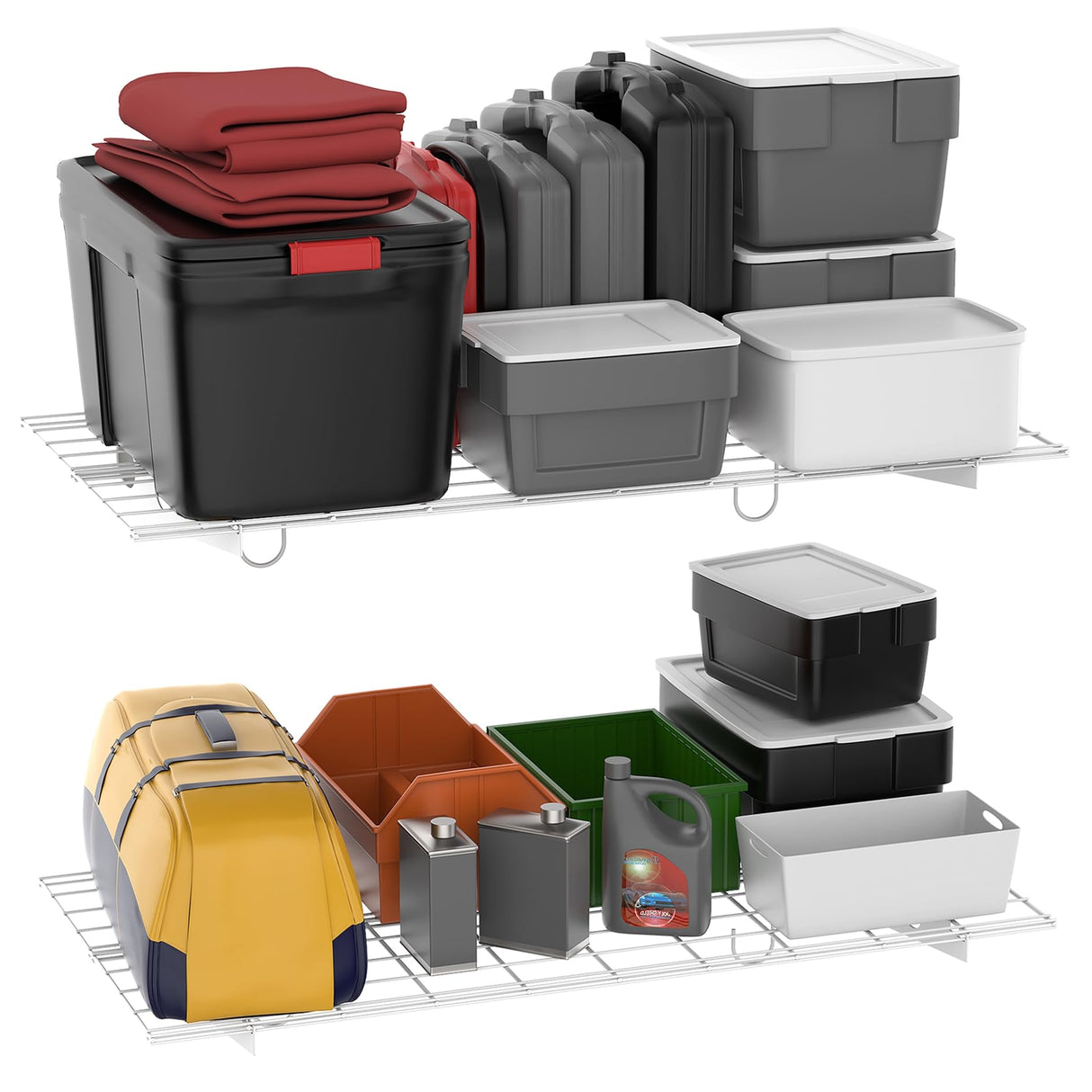 WALMANN 2 Pack Garage Wall Shelves, 2 x 4 ft/24 * 48 inch Wall Mounted Storage Shelves for Garage Heavy Duty Wall Shelving, Holds Up to 220 Lbs(White) WALMANN