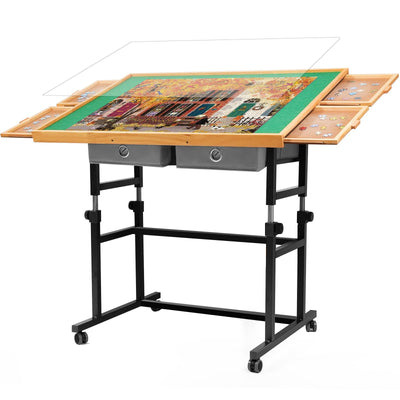BuilderButler 2000 Pieces Puzzle Table with Wheels, with Drawers and Cover, 40.16"x28.5" Adjustable Height & 45° Tilting, Puzzle Board for Adults