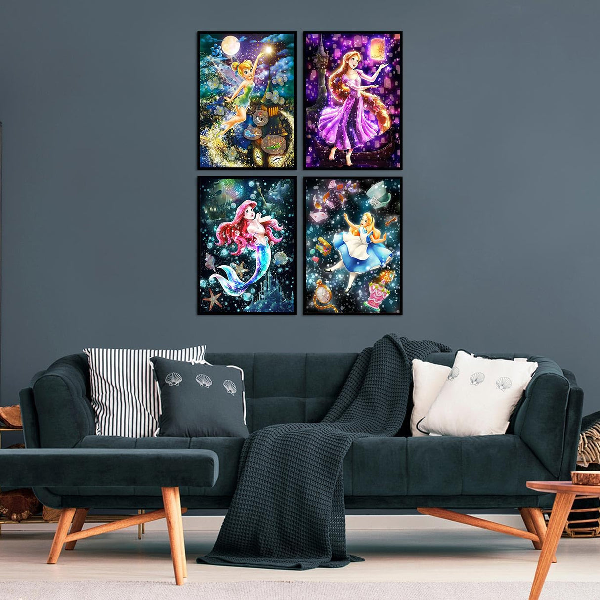 RYMILIE 4 Pack Diamond Painting Kits for Adults, 5D Princess Diamond Art for Beginners, Full Drill Gem Dots for Home Wall Decor 12x16inch RYMILIE