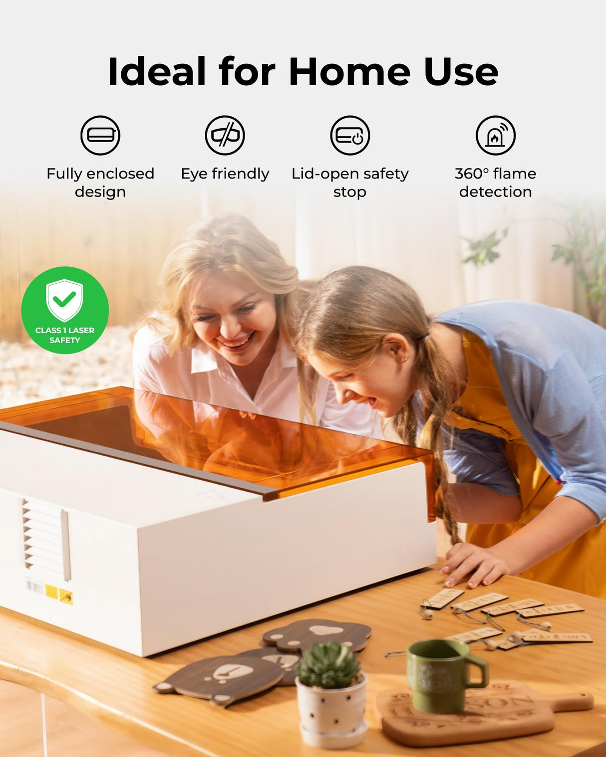 xTool S1 Laser Engraver Kit, Class 1 Laser Engraver and Cutter with Smart Air Aisst and Honeycomb Panel, Auto-Focus Laser Machine 10W Enclosed Laser Engraving Machine for Home Crafts xTool