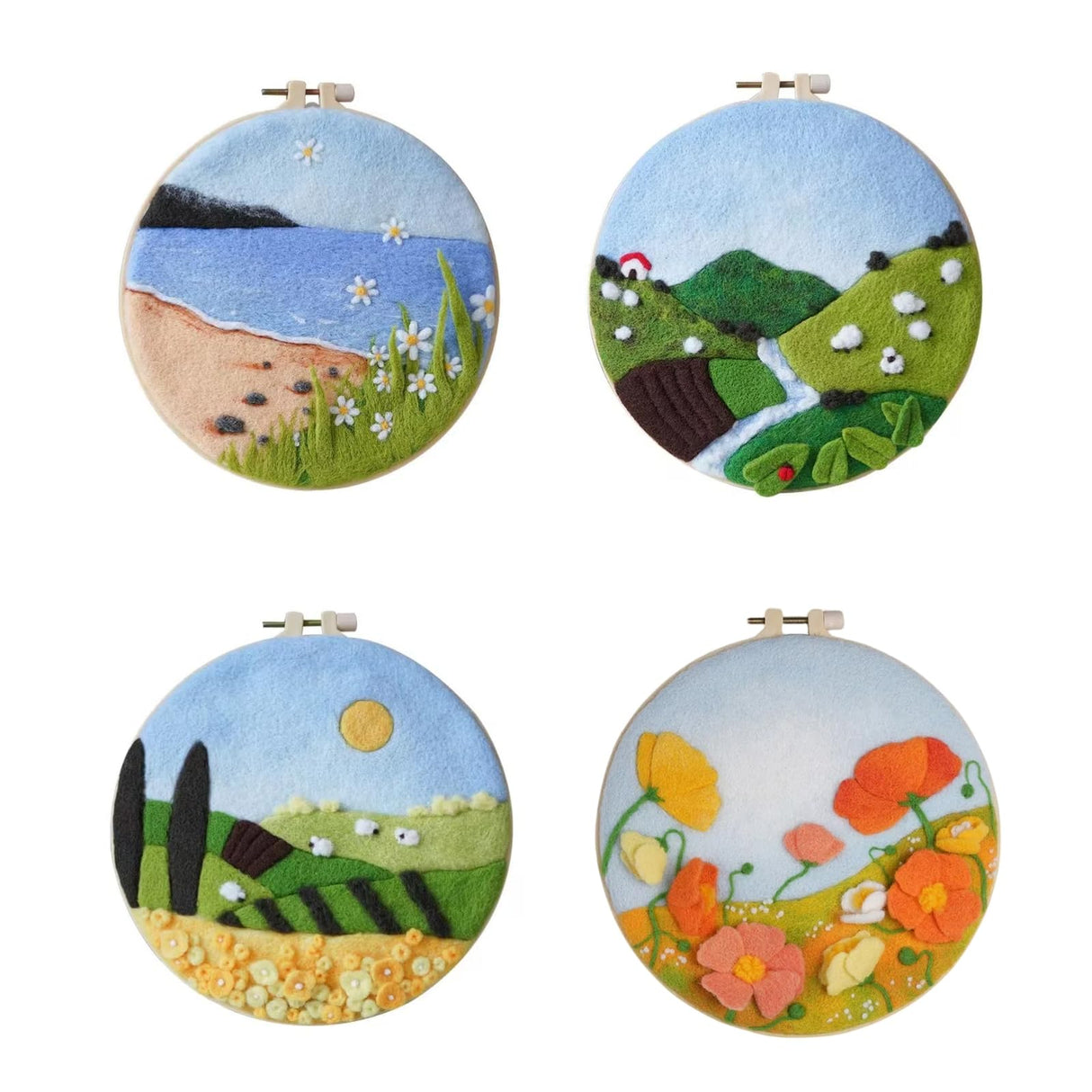 Wonafa DIY Wool Needle Felt Starter Kit, Beginner Needle Felt Kit with Wool Felt Bag, Felts Needles, Photo Frame, Foam Mat, Felts Cloth and Instructions for Home Decor, Art Crafts (K2) Wonafa