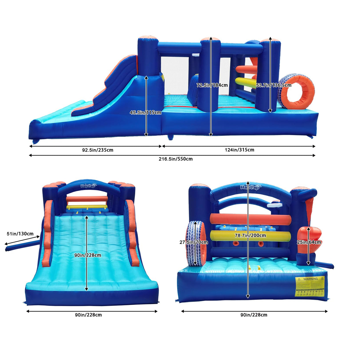 Hapcap 18' x 7.5' Inflatable Obstacle Course Bounce House for Big Kids,Wide Slide,2 Climbing Walls,Jumping Area,Simple Boxing Theme for Backyard Party Hapcap