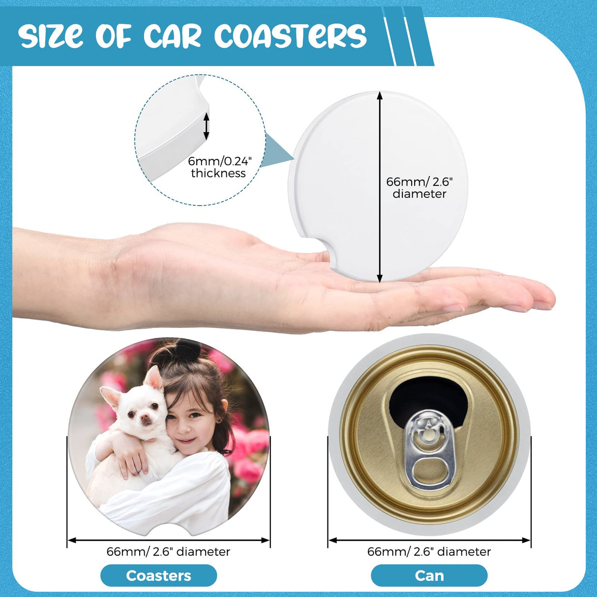 Ceramic Car Sublimation Blanks Cupholders Sandstone for Car Cup with Finger Notch for Easy Removal Car Ceramic Auto Cupholder Keep Vehicle from Cold Drink Sweat Stain Spill (24 Pieces) Frienda