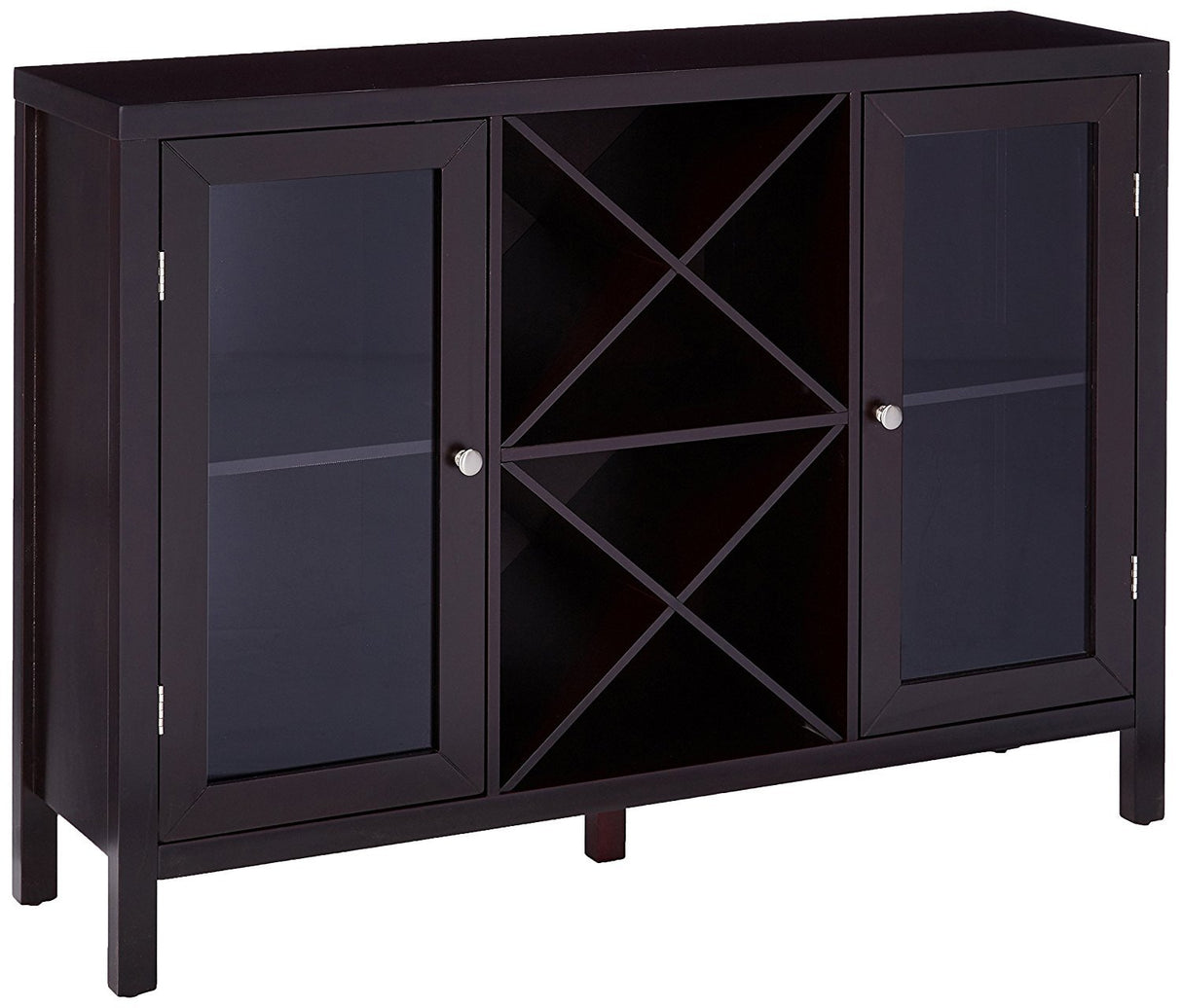 Kings Brand Furniture Wine Bar Cabinet for Liquor and Coffee Buffet, Sideboard with Storage Shelves for Dining Living Room Kitchen, Espresso Kings Brand Furniture