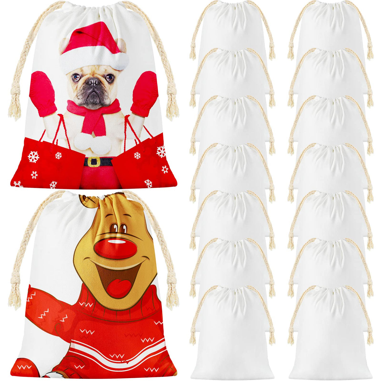 Shappy Sublimation Blank Small Drawstring Bags Candy Gift Bags 4x6'' Muslin Goodies Pouch Reusable Treat Sachet Sack for Valentine's Day Birthday Party Favors DIY Craft Supplies(26 Pieces) Shappy