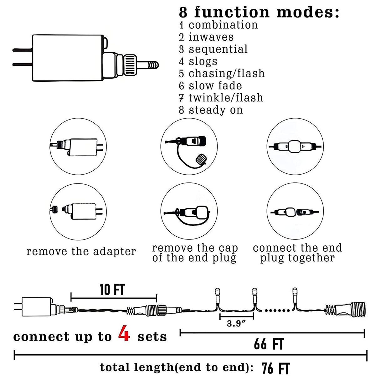 TW SHINE Christmas Lights, 200 LED 66FT Outdoor Christmas Lights Plug in with 8 Modes, Waterproof Christmas Lights Outdoor, Indoor Xmas Decorations for Party Yard House Decor, Warm White TW SHINE