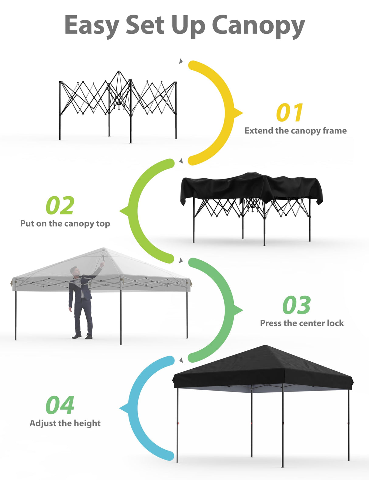 Hipicute 10x10 Pop Up Canopy Tent Outdoor Canopy with Removable Sidewalls Heavy Duty Commercial Instant Tent Shelter (Black, 4-Sidewall) Hipicute