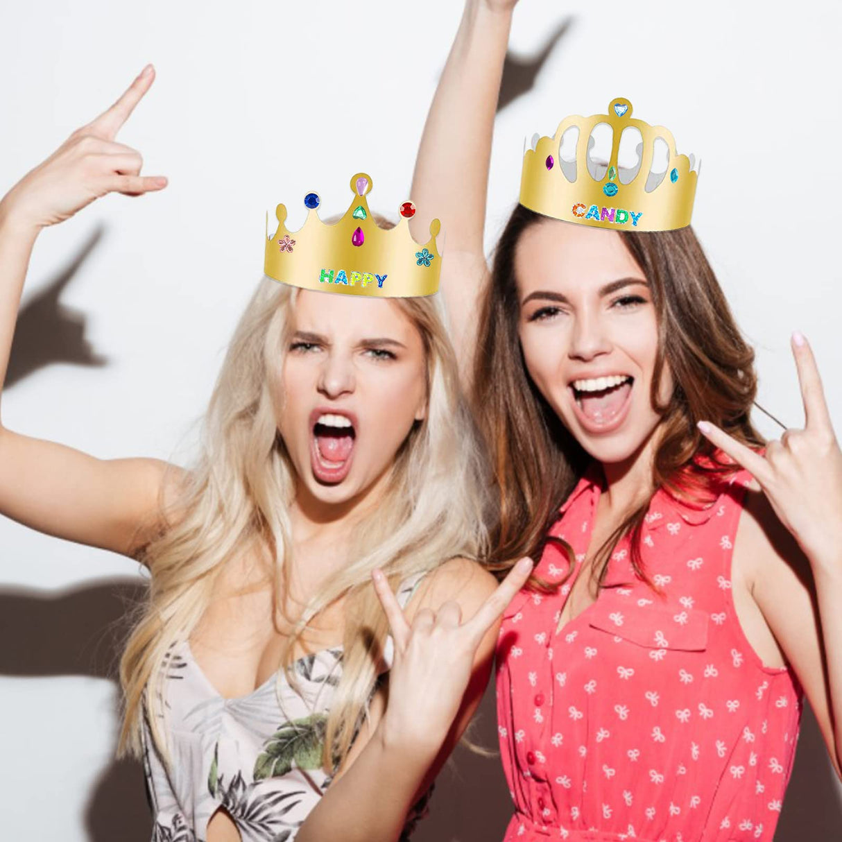 ZYNERY 47 PCS Golden Birthday Crowns with DIY Stickers Kit Paper Crown Party Hats for Kids Classroom School,Prince Princess Birth Decor Gift ZYNERY