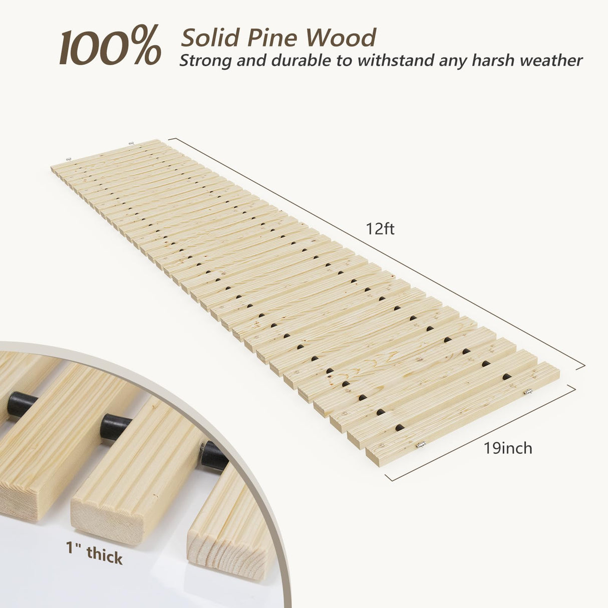 APRILSOUL 12FT Wooden Garden Pathway, Outdoor Roll Out Walkway Path for Patio,Lawn,Backyard,Beach,Wedding APRILSOUL