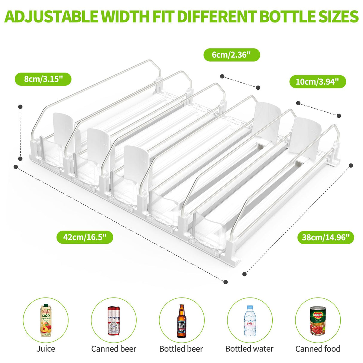 Drink Organizer for Fridge, Soda Can Dispenser for Refrigerator, Automatic Drink Dispenser for Fridge Holds up to 25 Cans, 5 Row Coanto