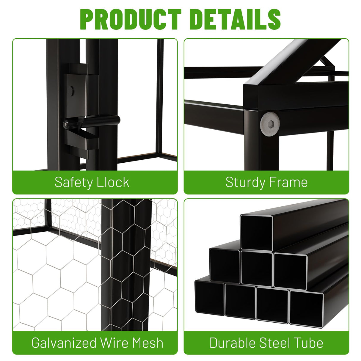 NUGRIART Metal Chicken Coop with Waterproof Cover, 79"x40"x40" Portable Poultry Cage, Outdoor Backyard Farm Walk-in Hen House for Chickens, Ducks, Rabbits and Small Pets NUGRIART