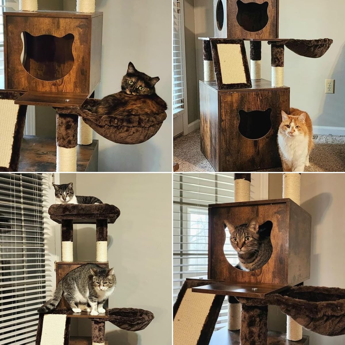 YITAHOME Modern Cat Tree with Litter Box Enclosure, Combo Endtable and Large Cat Tower with Basket, 4-in-1 Litter Box Furniture Hidden and Scratching Post for Large Cats YITAHOME