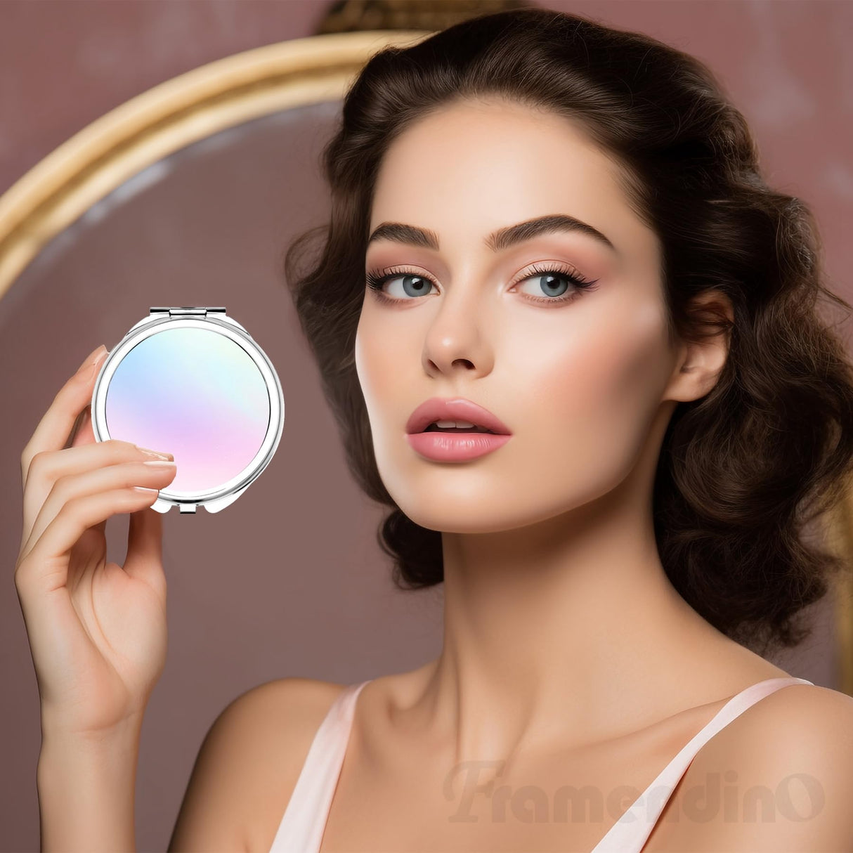 Framendino, 12 Pack Sublimation Cosmetic Mirror Blanks Transfer Portable Makeup Compact Mirrors Round Folding Travel Mirror for Women Framendino