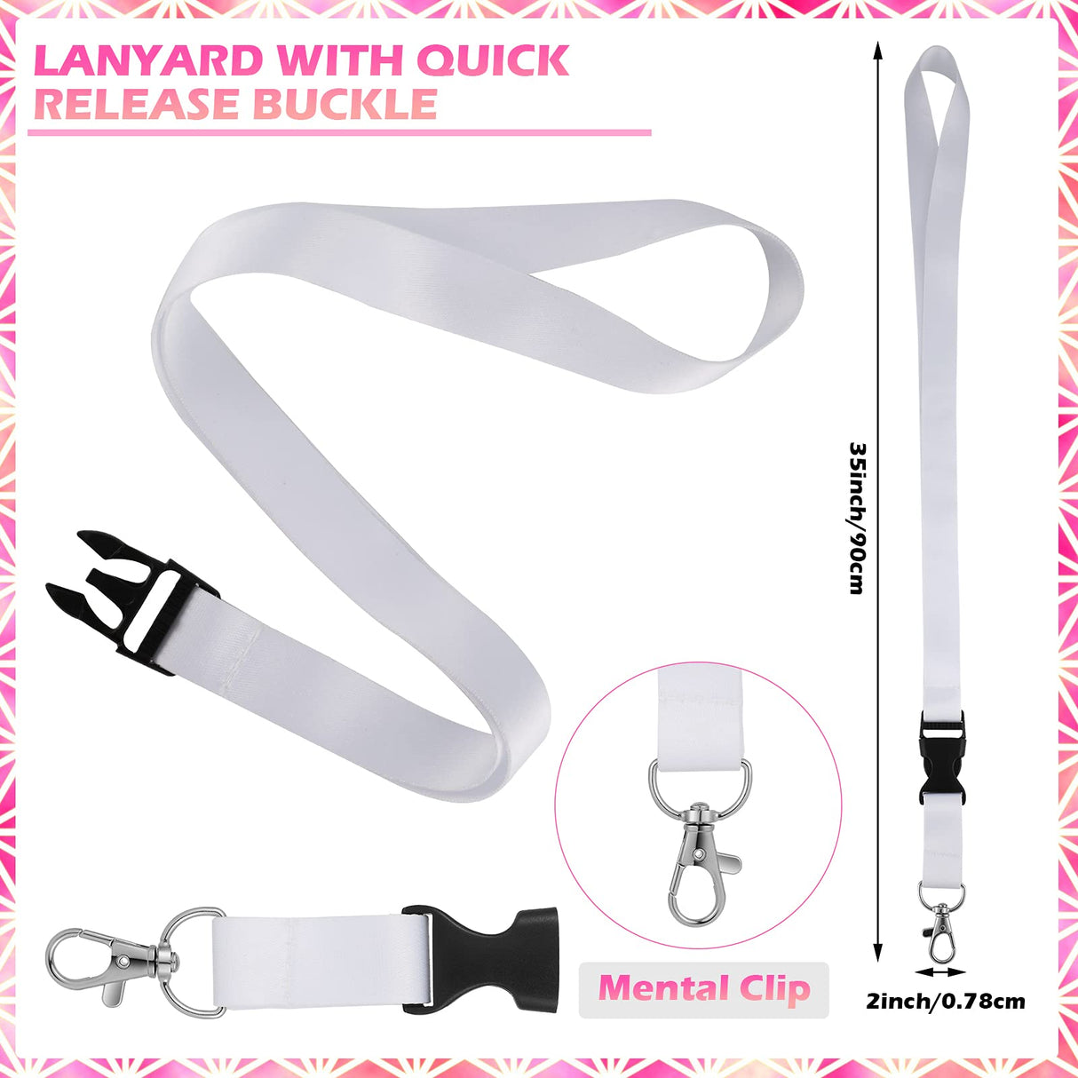 Outus 15 Pieces Sublimation Lanyard Blank White Sublimation Neck Lanyards Neoprene DIY Sublimation Lanyards Christmas Gifts for Keychain Card Name Badge Holder Outus