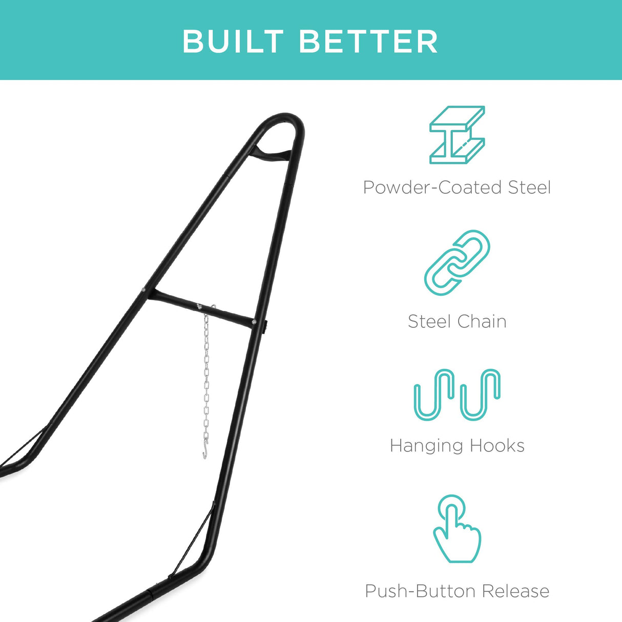 Best Choice Products Adjustable Portable Hammock Stand, Outdoor Patio Weather-Resistant Steel for 9-14ft Hammocks w/Hanging Hooks, Powder-Coated Finish, Carrying Bag, 450lb Weight Capacity Best Choice Products