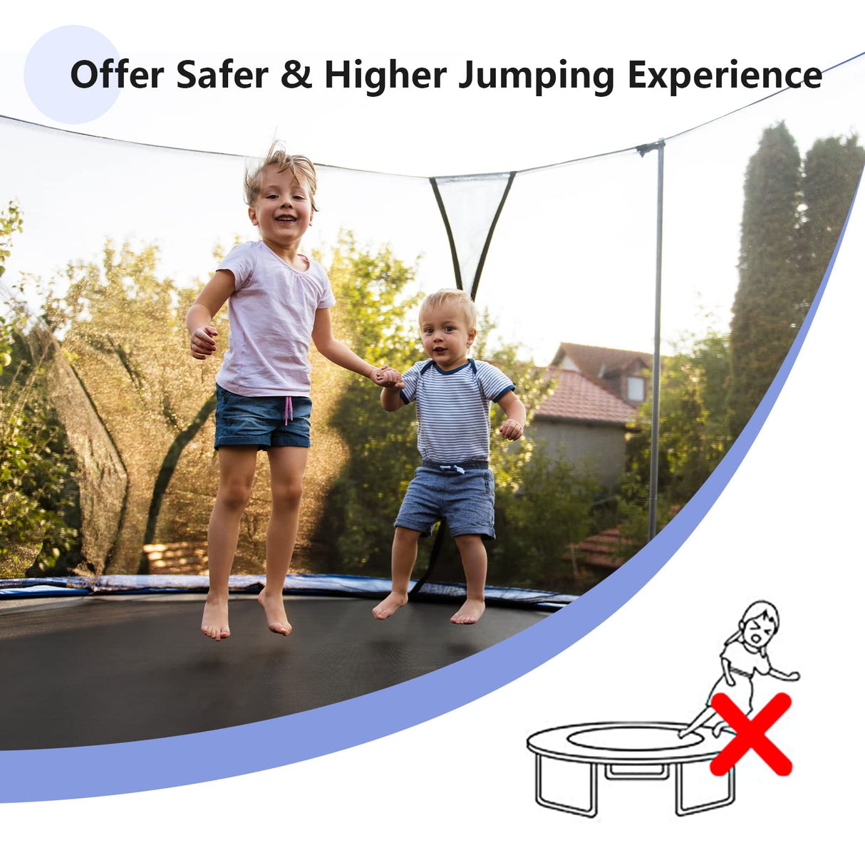 Goplus Trampoline Safety Net for 8FT 10FT 12FT 14FT 15FT 16FT Round Frame Trampoline, Weather-Resistant Breathable Replacement Enclosure Net with Adjustable Straps, Net Only Goplus