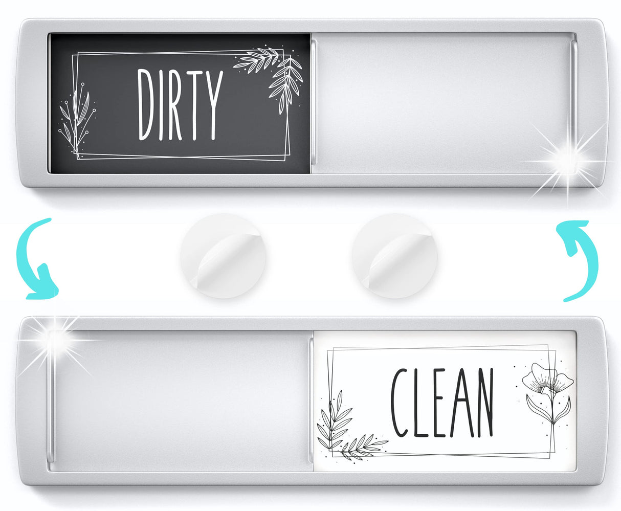Stylish Dishwasher Magnet Clean Dirty Sign - 2 by 7 Inch - Ideal Clean Dirty Magnet for Dishwasher - Kitchen Organizer and Gadget - Nice Office, Home Farmhouse Decor ASSURED SIGNS