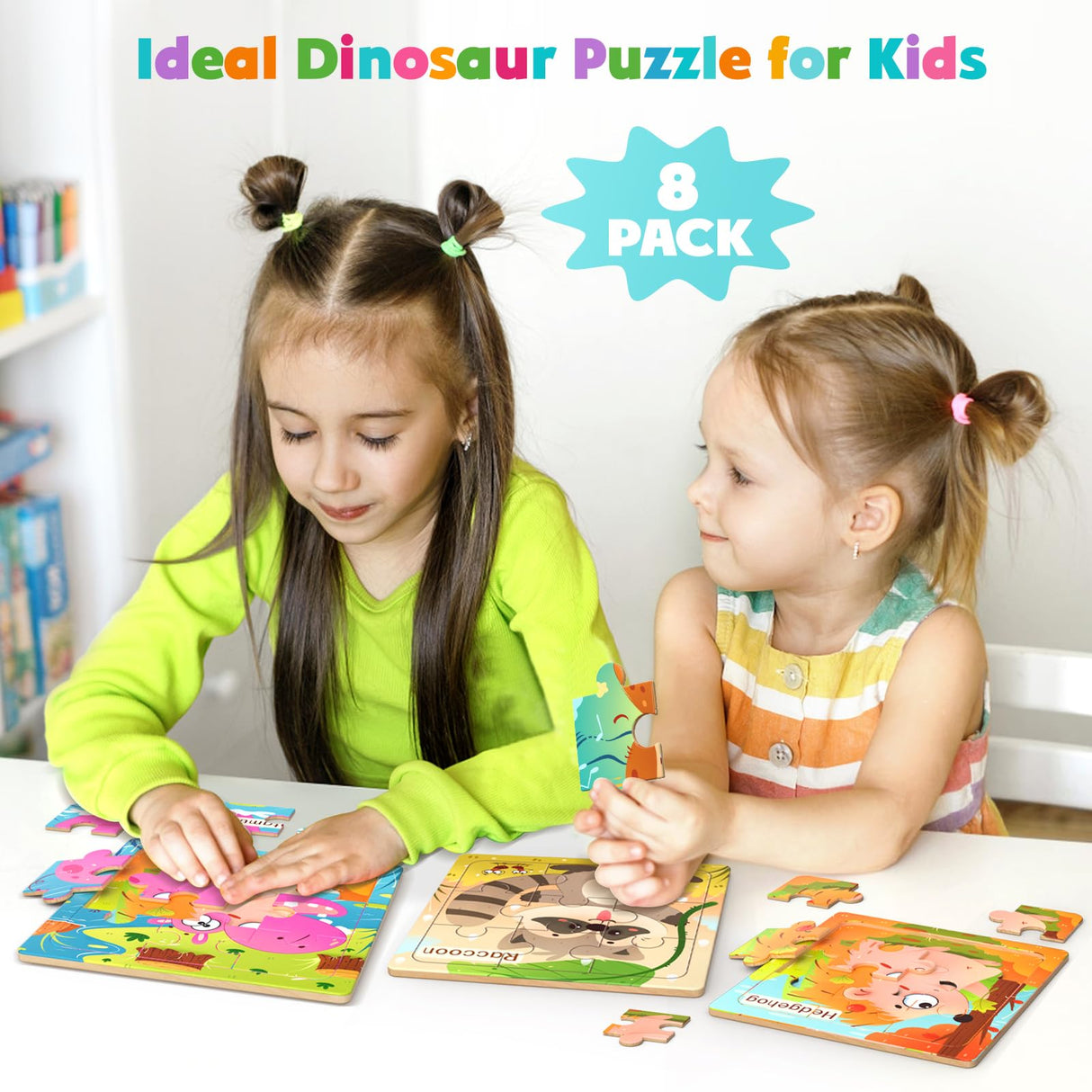 Zeoddler Wooden Puzzles for Toddlers, 8 Pack Animal Jigsaw Puzzles for Kids3-5, 9 Pieces Preschool Learning Activities, Learning & Educational Toys, Gift for Boys, Girls Zeoddler