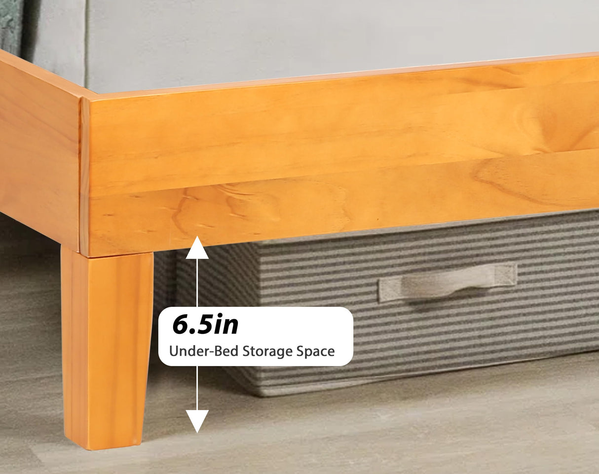 HWGEBY Queen Wood Bed Frame with 14 Durable Slats and Complete Headboard HWGEBY