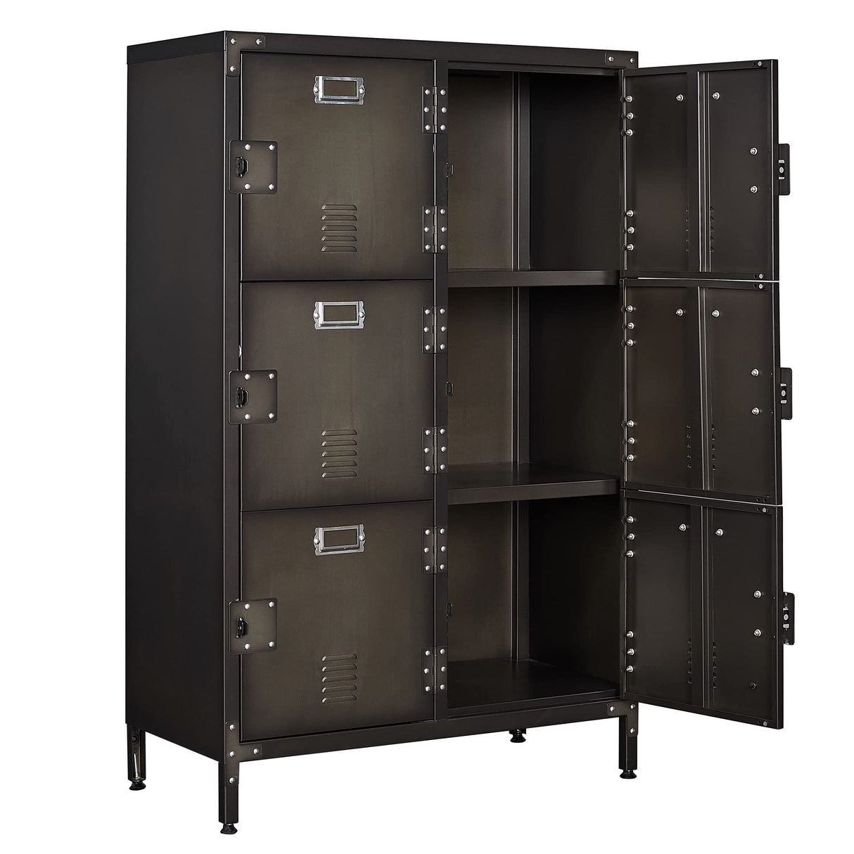 Letaya Metal Storage Locker,47" Steel Retro Cabinets 6 Doors Lockable,Adjustable Feet Organizer Cabinets for Employees Home Office School Gym (6 Letaya