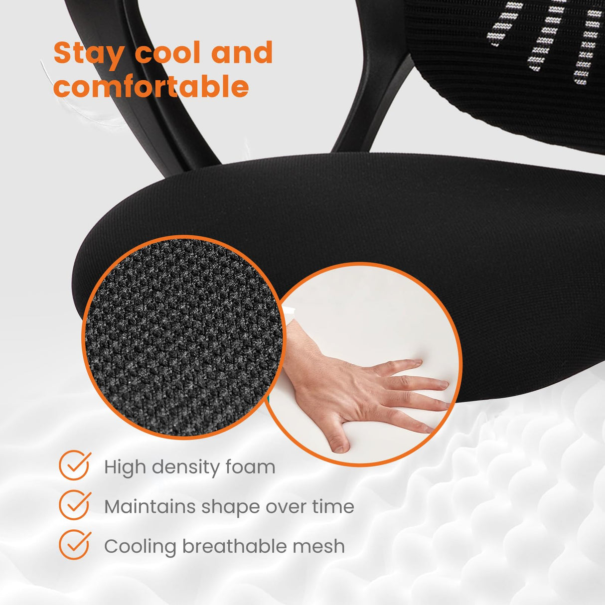 Sweetcrispy Office Computer Desk Managerial Executive Chair, Ergonomic Mid-Back Mesh Rolling Work Swivel Chairs with Wheels, Comfortable Lumbar Support, Comfy Arms for Home,Bedroom,Study,Student,Black Sweetcrispy