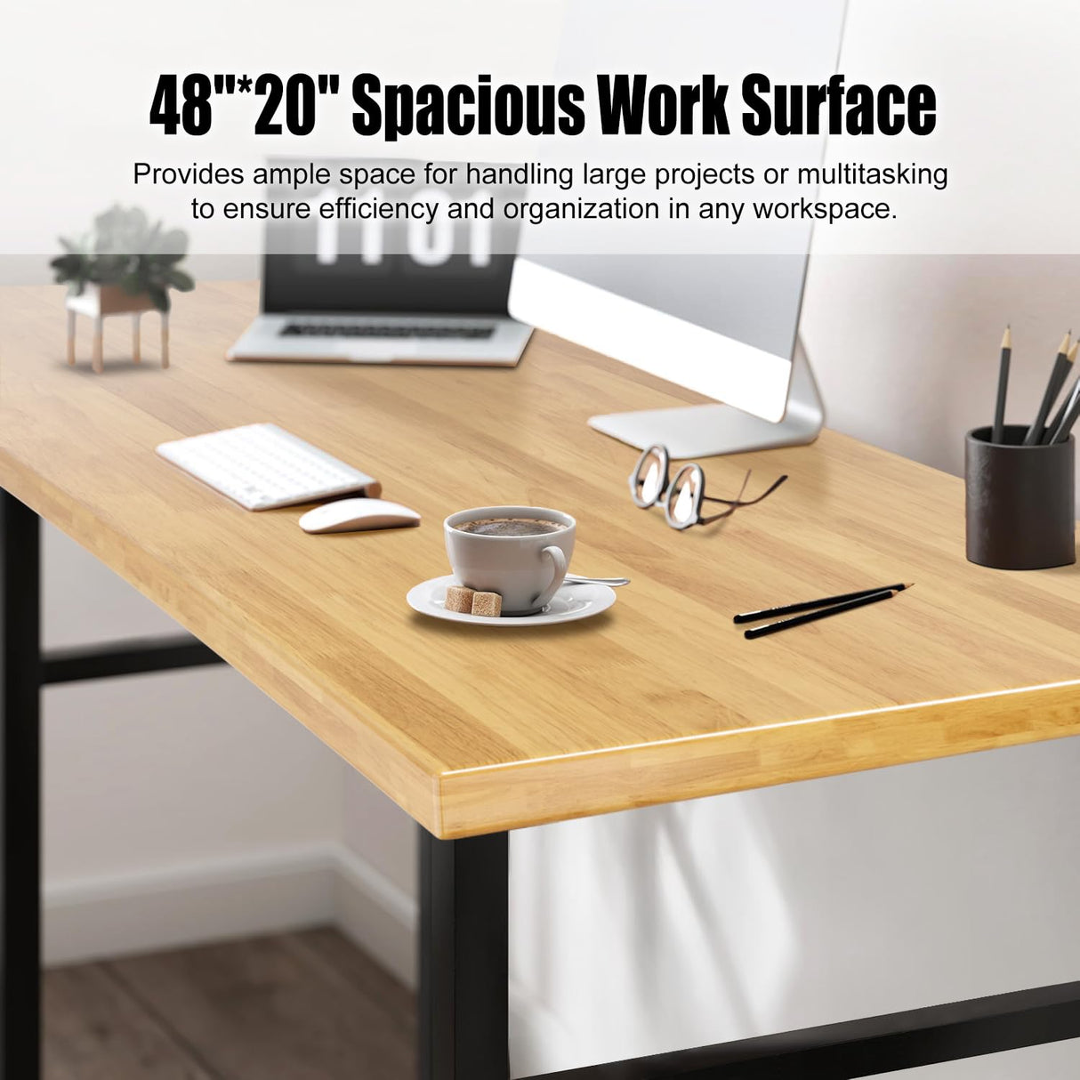 48” Chipboard Wood Work Bench Work Table, Heavy-Duty Adjustable Workbench with Power Outlets, 3000 Lbs Capacity Tool Bench Workstation for Garage, Workshop Maemttes