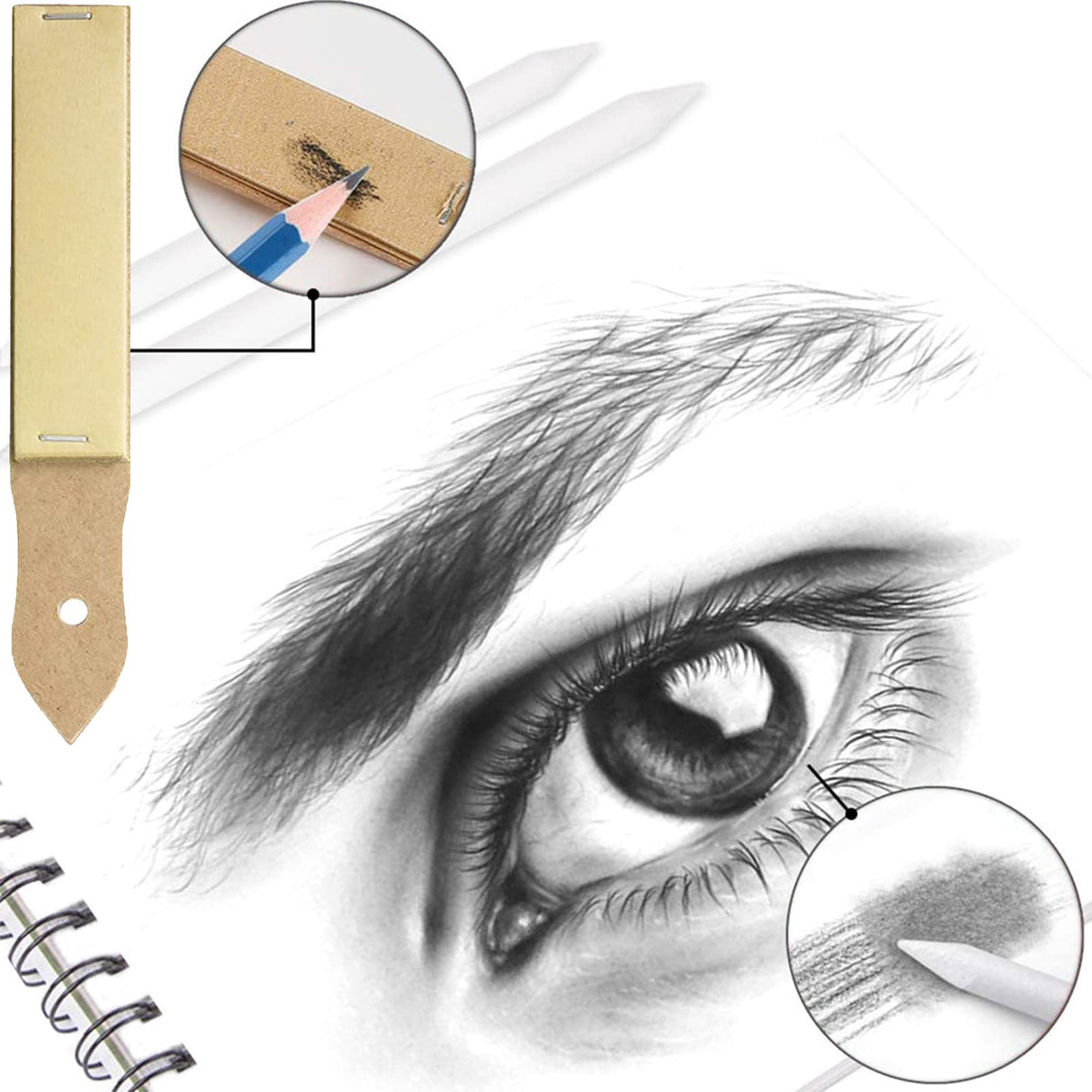 Heshengping - Blending Stump, 15 Pack has Art Eraser Extender Sandpaper, Paper Blending Stumps for Drawing Shading Pencils for Sketching, Blending Pencil, Blending Sticks for Student Artist Heshengping